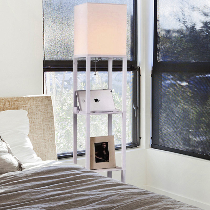 Orchid White Adjustable 3-Shelf Floor Lamp with USB Port