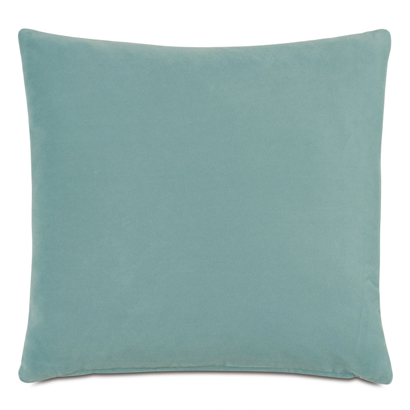 Snow White and Teal Sunbrella Appliqued Square Throw Pillow