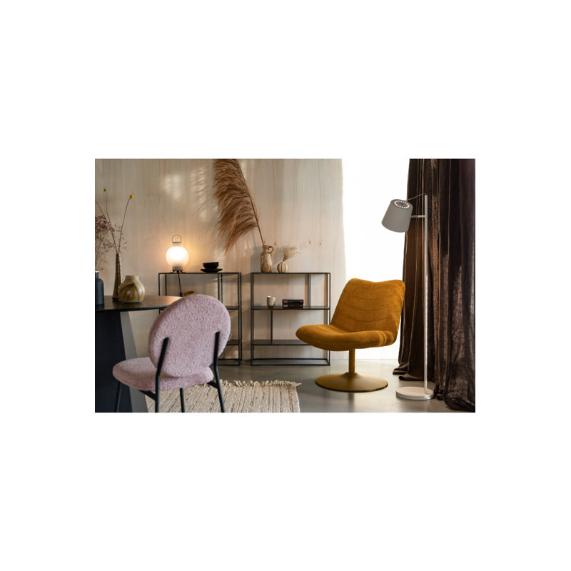 Yellow Metal Swivel Lounge Chair with Cushioned Back