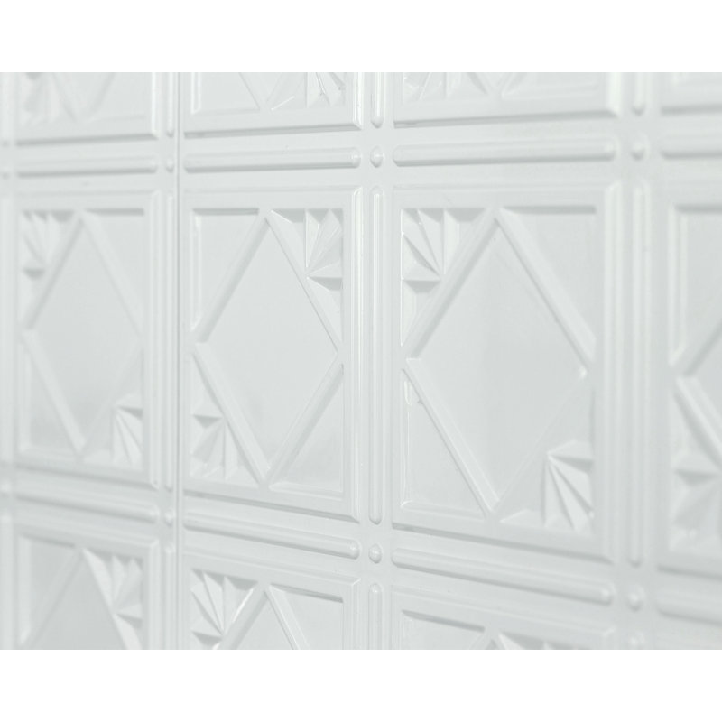White 3D Embossed Tin Backsplash Panels 30-Pack