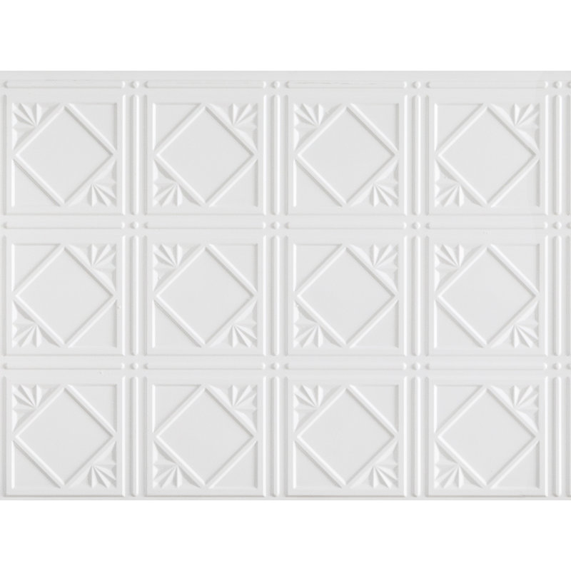 White 3D Embossed Tin Backsplash Panels 30-Pack