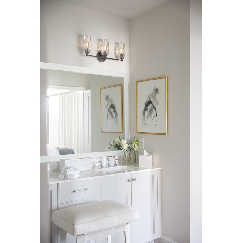 Ana Black Oxide 3-Light Vanity with Faceted Crystal Shades