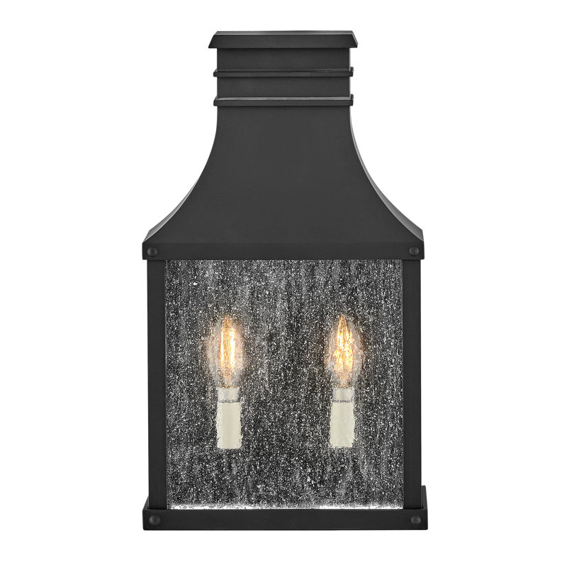 Museum Black Aluminum Outdoor Wall Light with Clear Seedy Glass