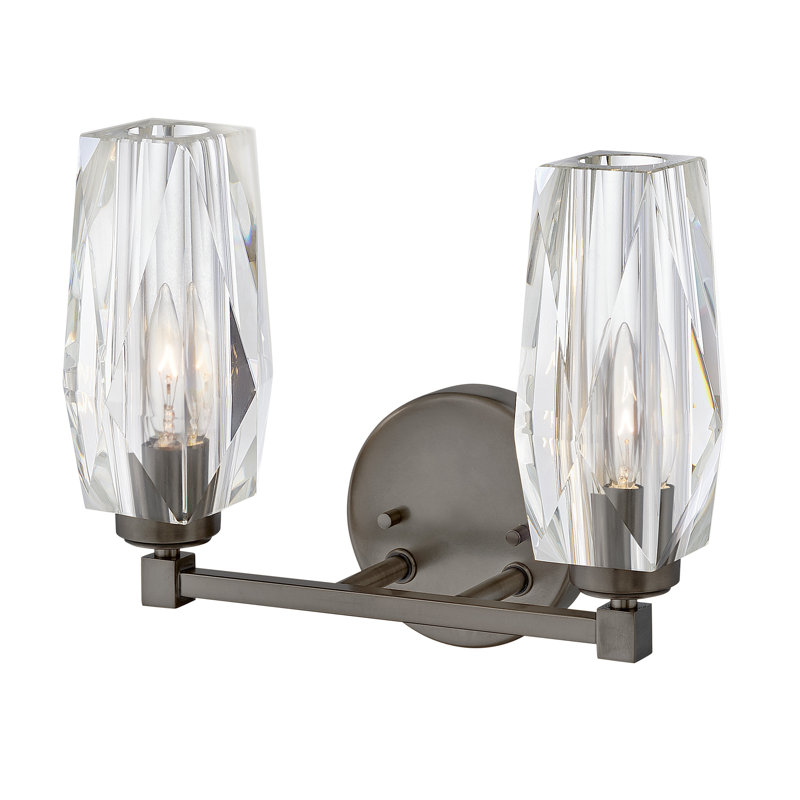 Ana 2-Light Black Oxide Vanity with Faceted Crystal Shades