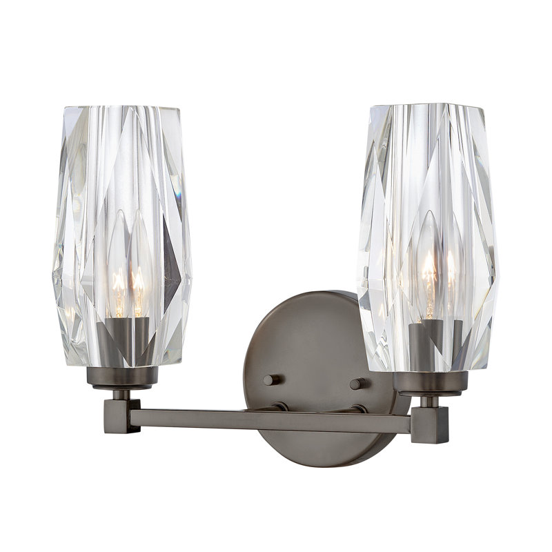 Ana 2-Light Black Oxide Vanity with Faceted Crystal Shades