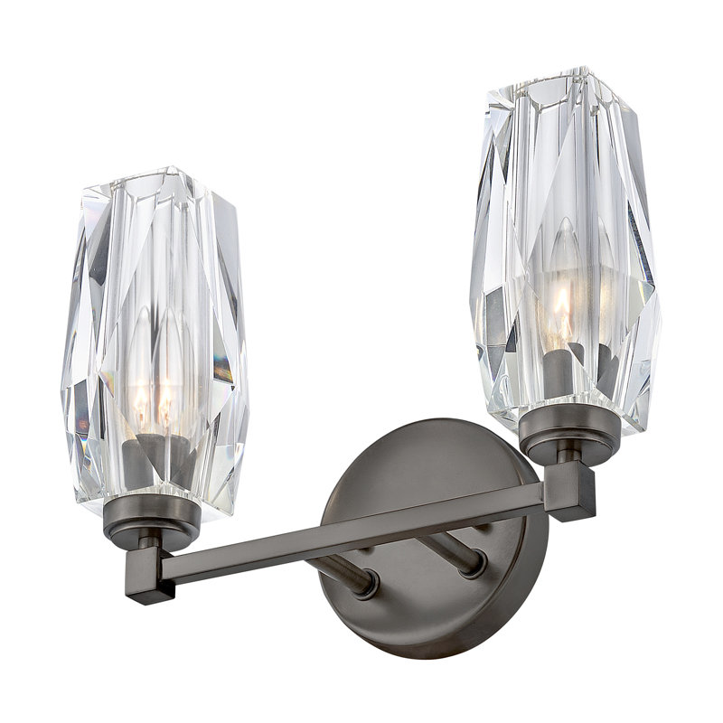 Ana 2-Light Black Oxide Vanity with Faceted Crystal Shades
