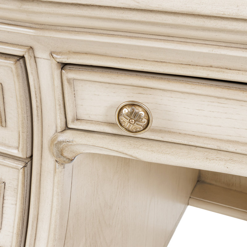 Champagne Solid Wood Executive Desk with Filing Drawer