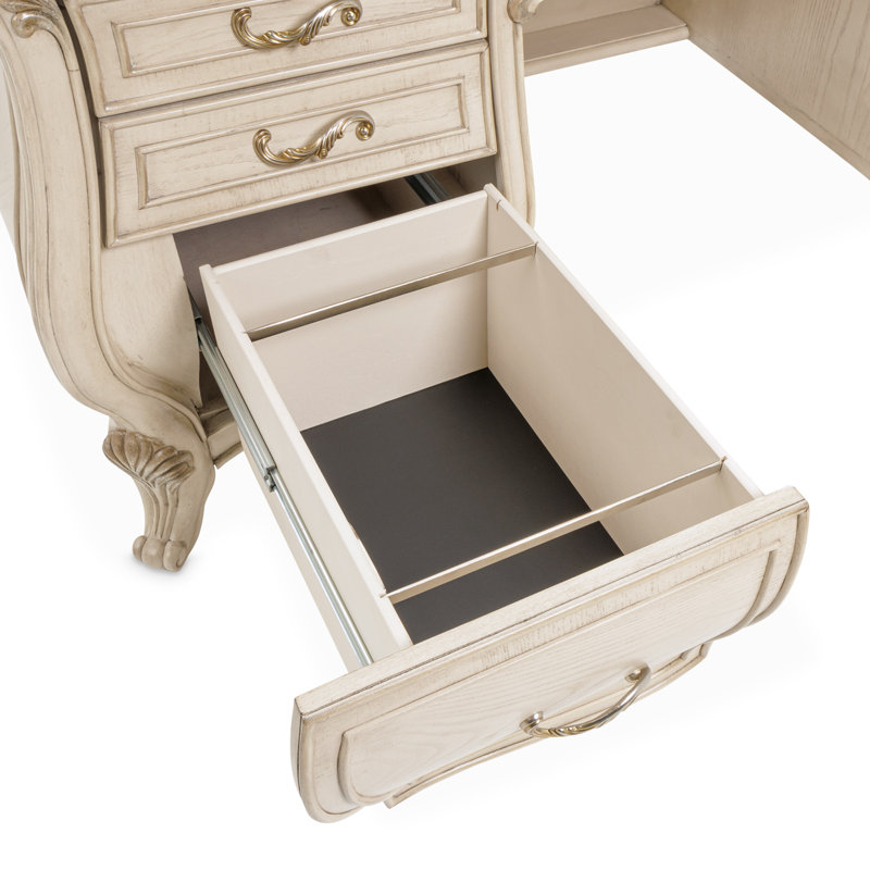 Champagne Solid Wood Executive Desk with Filing Drawer