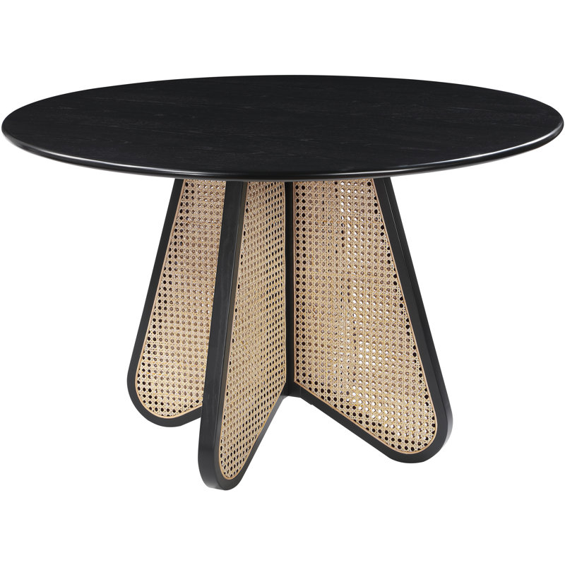 Butterfly Black and Natural Cane Round Dining Table