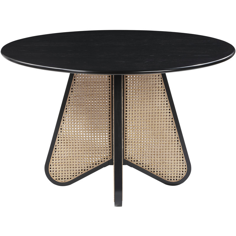 Butterfly Black and Natural Cane Round Dining Table