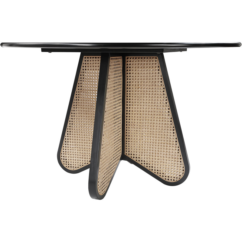 Butterfly Black and Natural Cane Round Dining Table