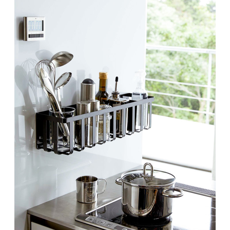 Black Steel Magnetic Kitchen Storage Basket