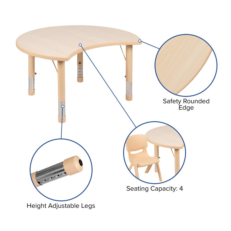 Crescent Natural Plastic Kids Activity Table with Adjustable Height