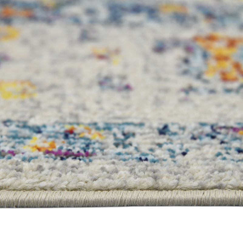 Uptown Bohemian Ivory & Yellow 8'10"x11'10" Synthetic Area Rug