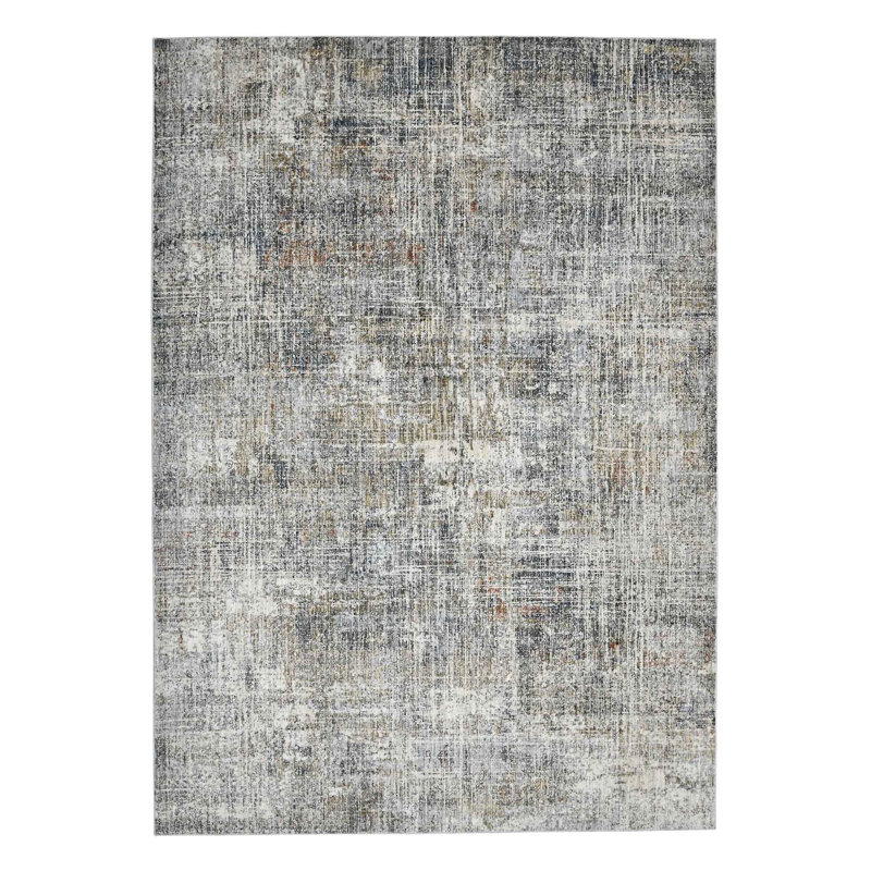 Gray Wool and Synthetic Oriental Rectangular Area Rug 7'10" x 9'10"