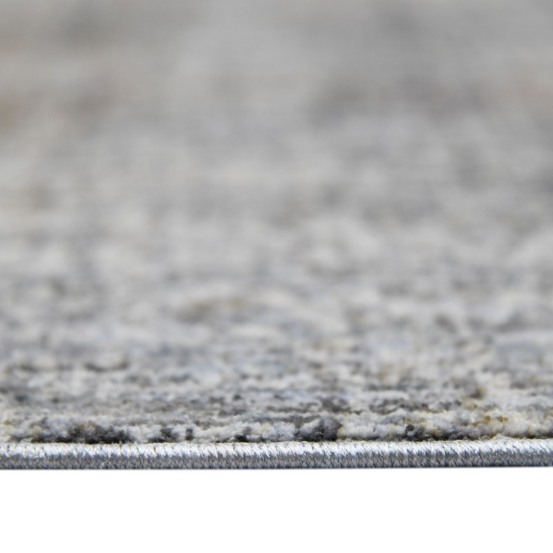 Gray and Orange Rectangular Polyester Area Rug