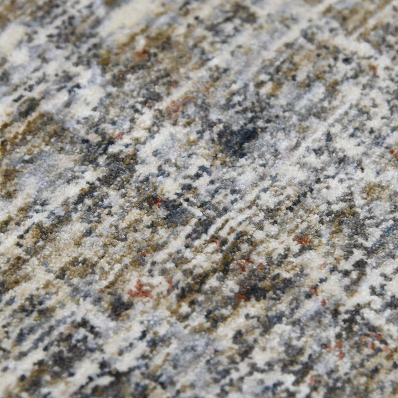 Gray and Orange Rectangular Polyester Area Rug