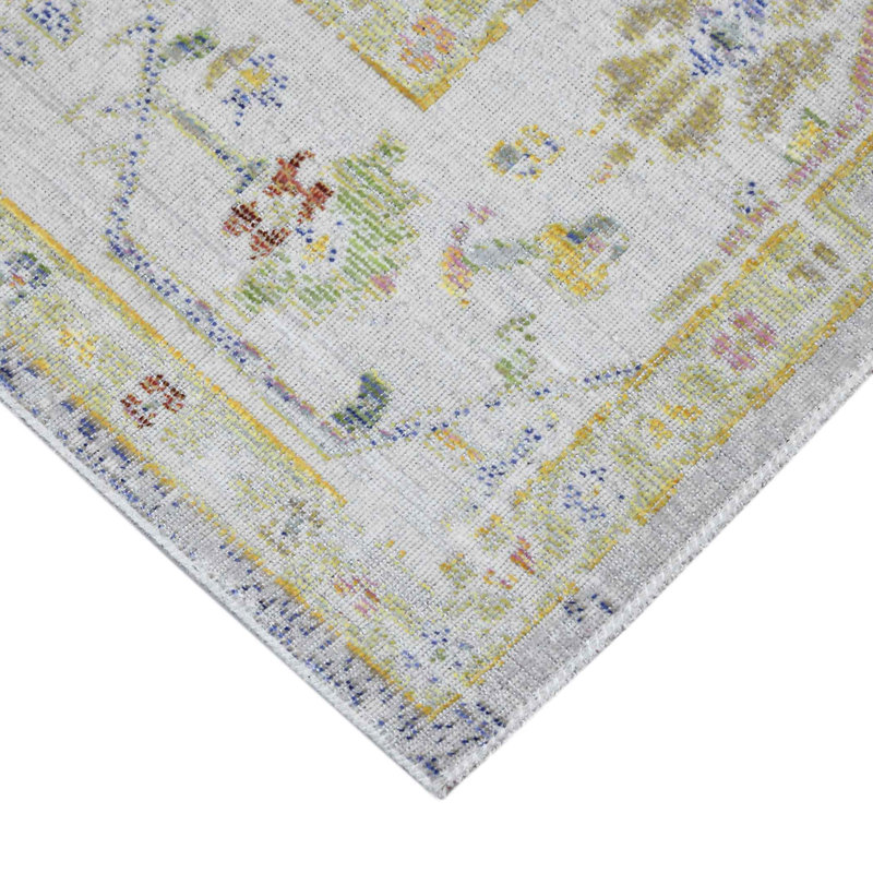 Reversible Vintage Blue Synthetic 5'3" x 7'3" Low Pile Area Rug