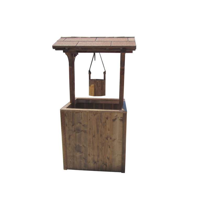 Rustic Country Charm Extra Large Wood Outdoor Planter, 27" Weather-Resistant