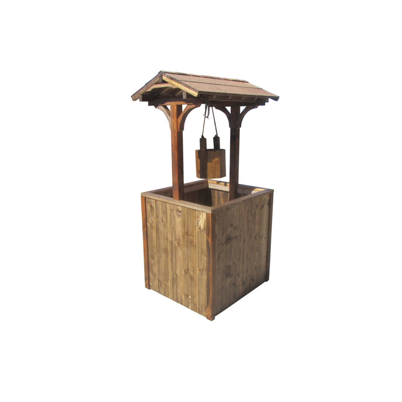 Rustic Country Charm Extra Large Wood Outdoor Planter, 27" Weather-Resistant