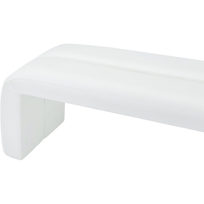 Arc White Faux Leather Tufted Bench with Straight Legs