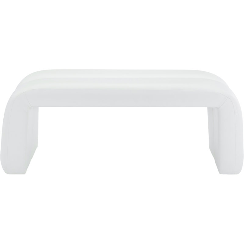 Arc White Faux Leather Tufted Bench with Straight Legs