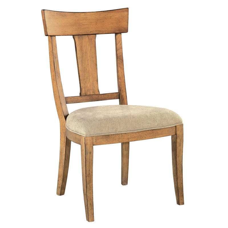 Elegant Brown Linen & Wood Upholstered Side Chair