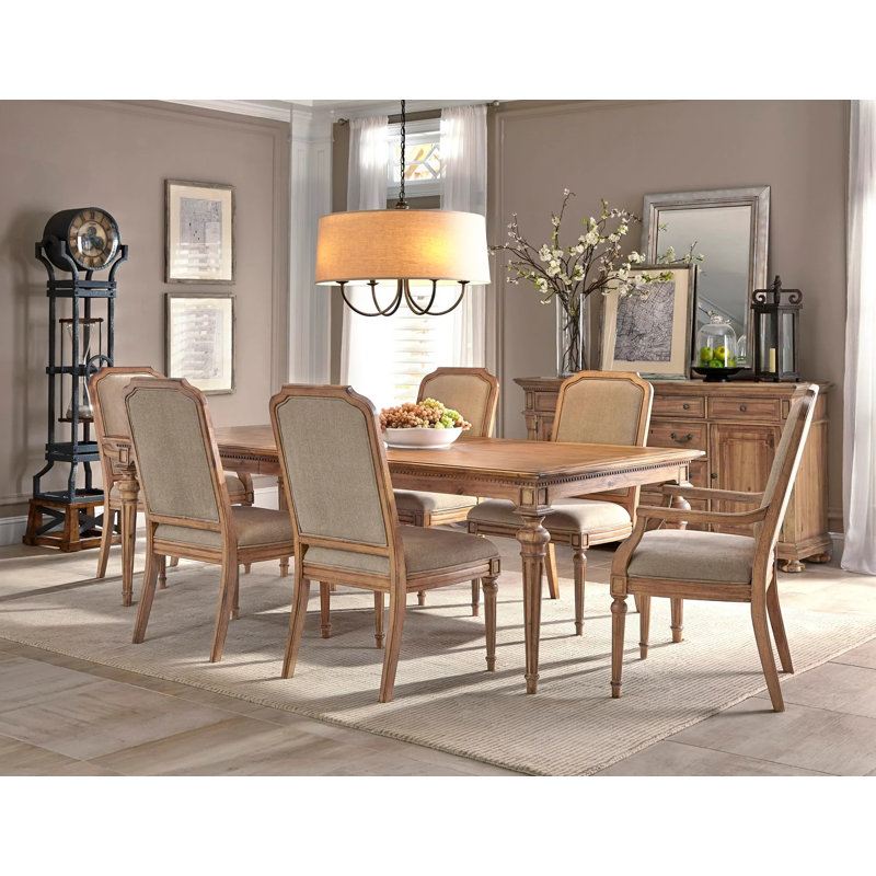 Elegant Brown Linen & Wood Upholstered Side Chair