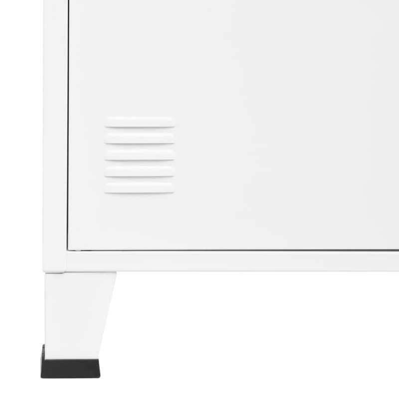White Steel 3-Shelf Bookcase with Cabinet