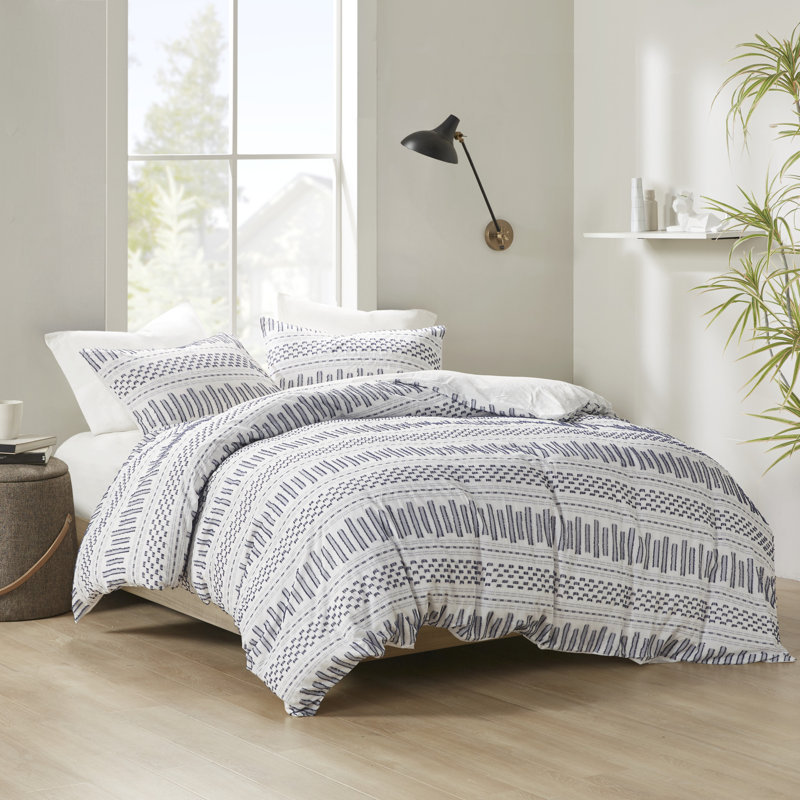 Ivory Cotton Jacquard Full Bedspread Set with Textured Accents