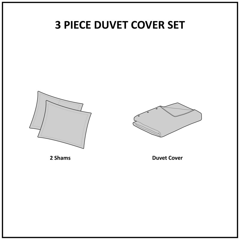 Navy Cotton Pintuck Full/Queen Duvet Cover Set with Shams