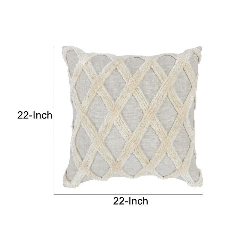 Evangeline Natural Linen Embroidered Throw Pillow