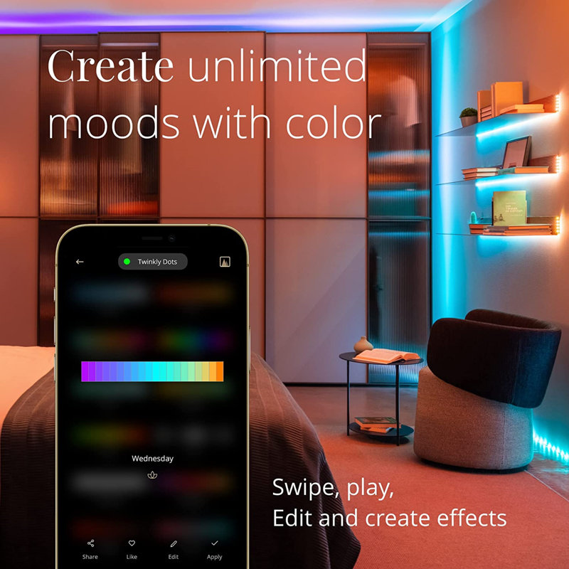 Twinkly Dots 60 LED Smart Gaming Room Flexible Lights, USB Black