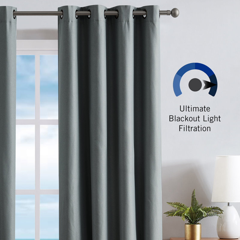 Charcoal Gray Thermal Blackout Grommet Curtain Panels, 52" x 84"