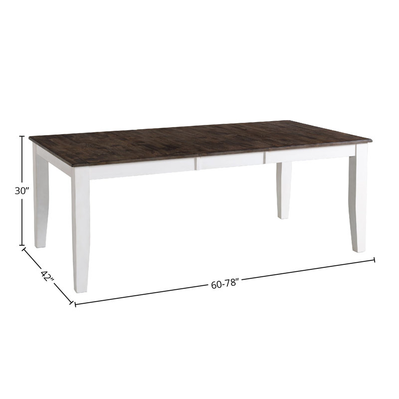 Kona Two-Toned Gray and White Extendable Solid Wood Dining Table