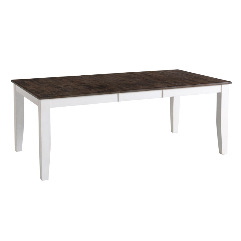 Kona Two-Toned Gray and White Extendable Solid Wood Dining Table