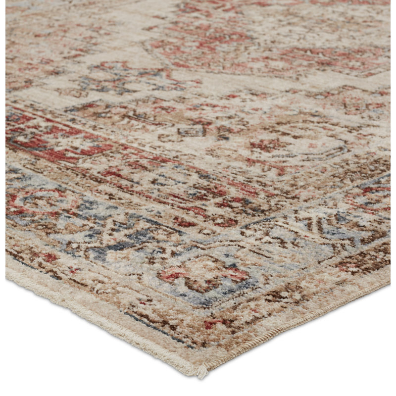 Leila Emory Medallion 10' x 14' Gray, Red, and White Area Rug