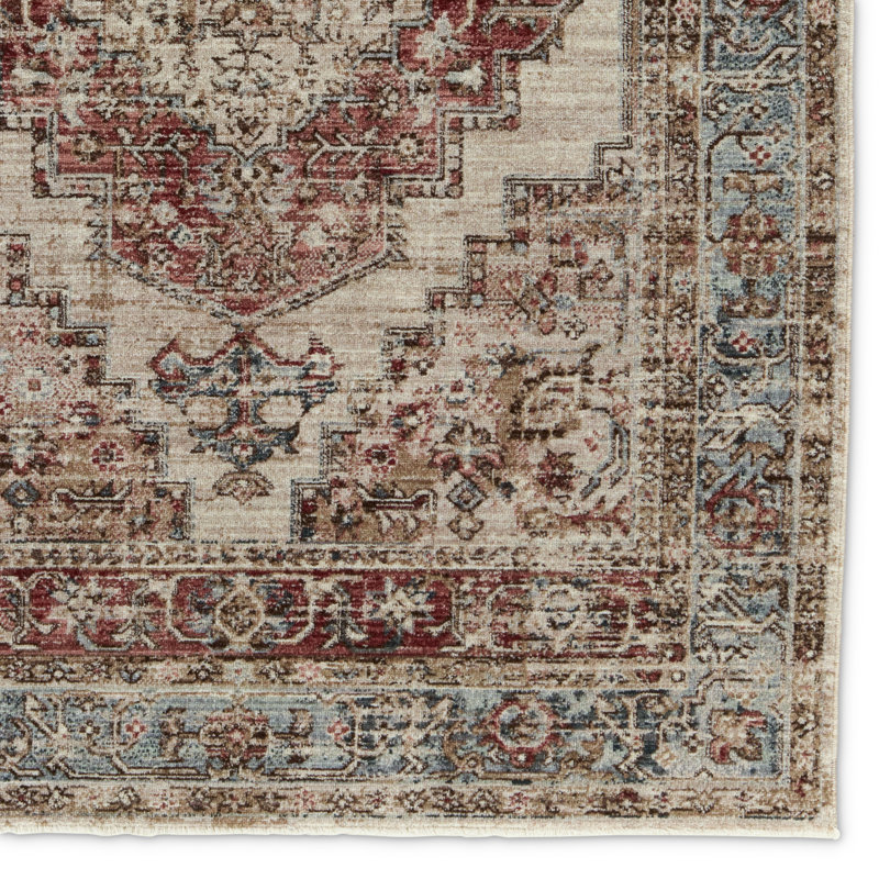 Leila Emory Medallion 10' x 14' Gray, Red, and White Area Rug