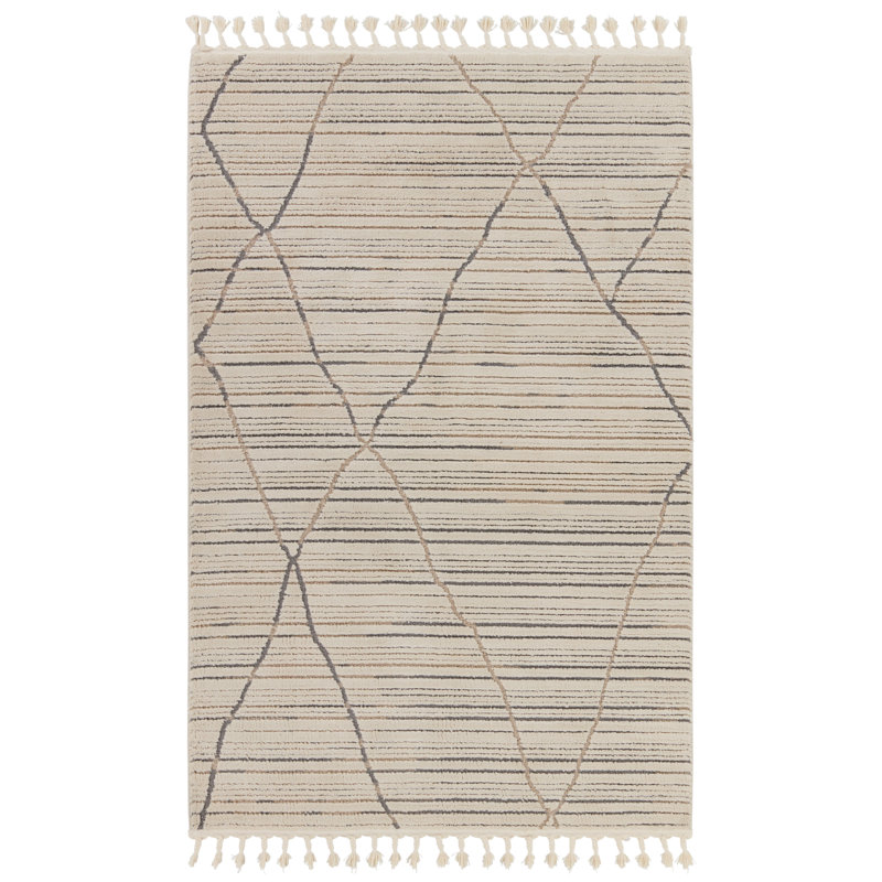 Cozy Moroccan-Inspired 5' x 7' Gray Trellis Shag Rug