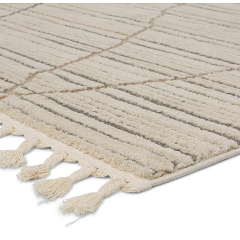 Cozy Moroccan-Inspired 5' x 7' Gray Trellis Shag Rug