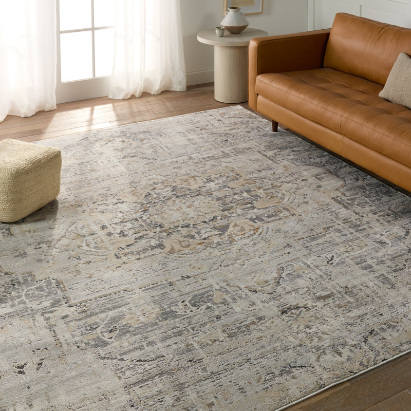 Acadia Reversible Gray Medallion 10' x 14' Synthetic Area Rug