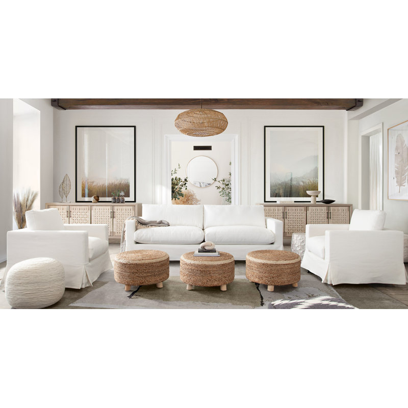 Savannah White Linen Slipcovered Armchair