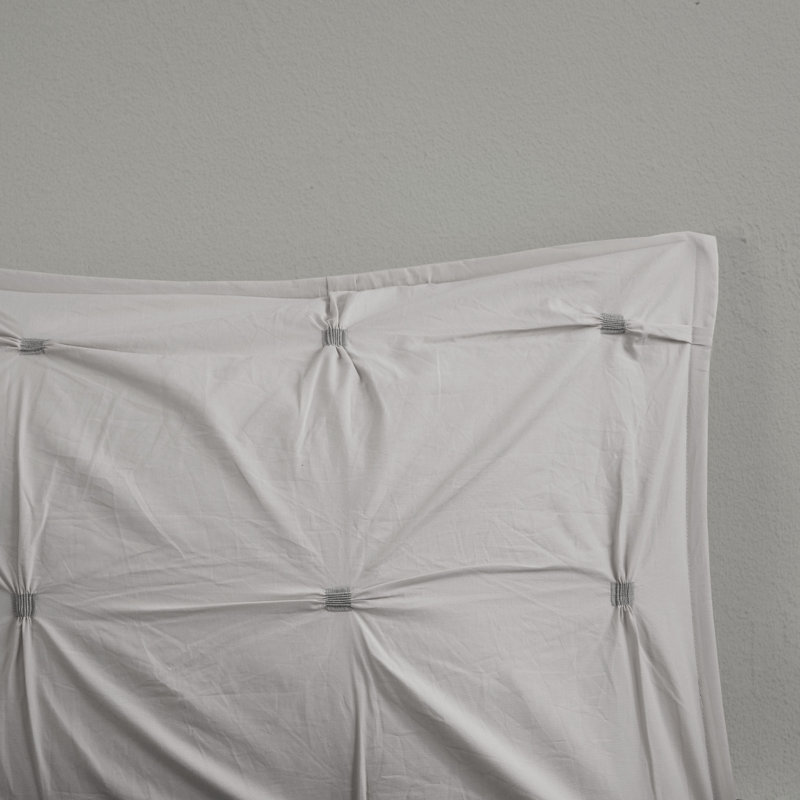 Navy Cotton Pintuck Full/Queen Duvet Cover Set with Shams