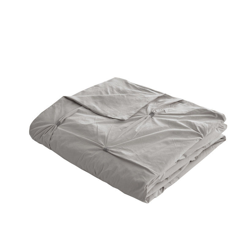 Navy Cotton Pintuck Full/Queen Duvet Cover Set with Shams