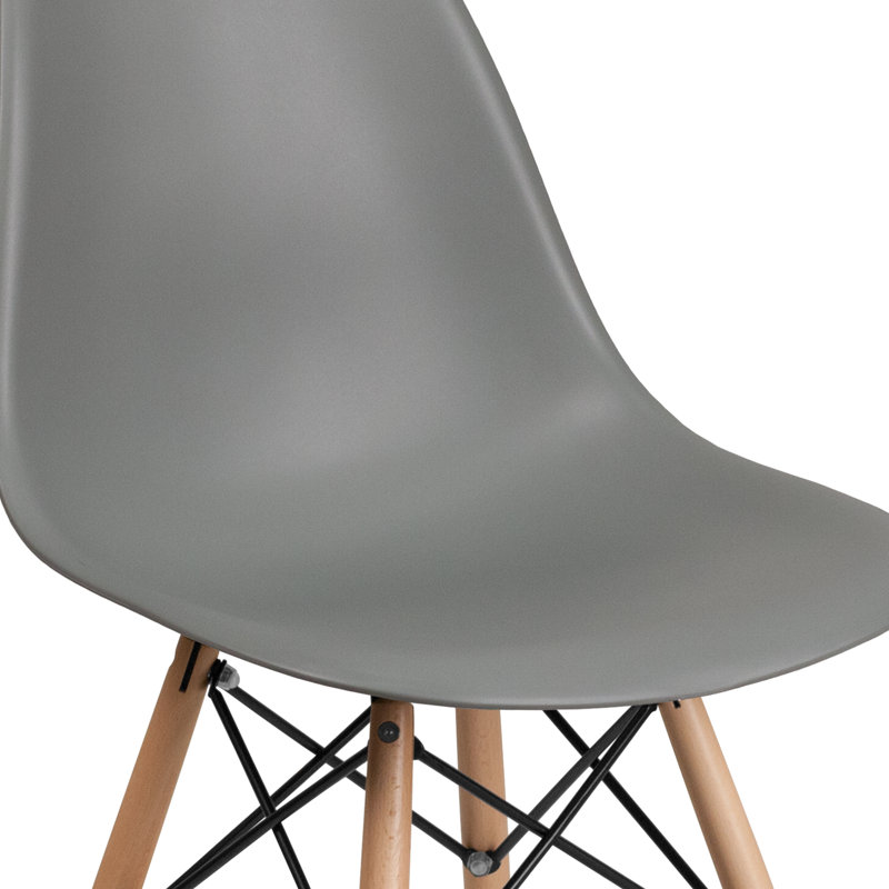 Mid-Century Modern Moss Gray Side Chair with Wooden Legs