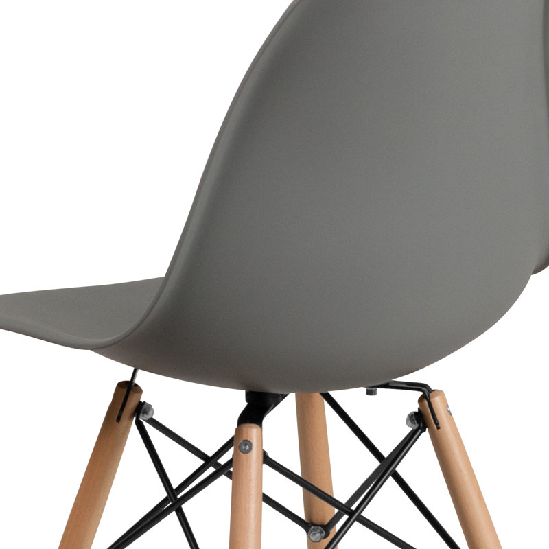 Mid-Century Modern Moss Gray Side Chair with Wooden Legs