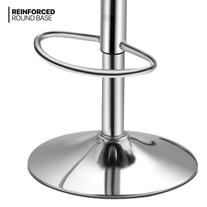 Black Faux Leather Adjustable Swivel Bar Stools with Pedestal Base, Set of 2