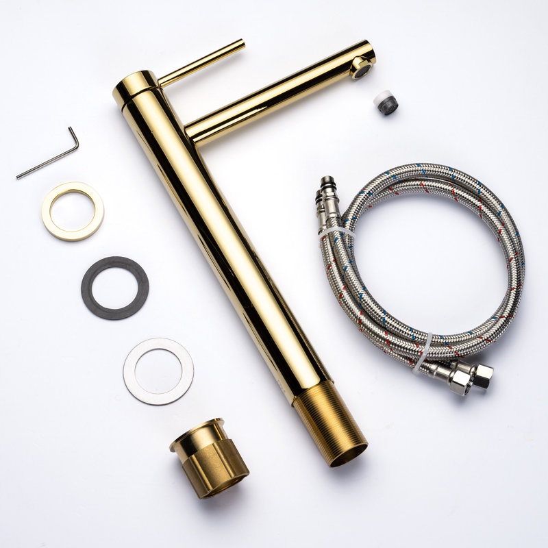 Tall Brushed Gold Brass Bathroom Vessel Sink Faucet
