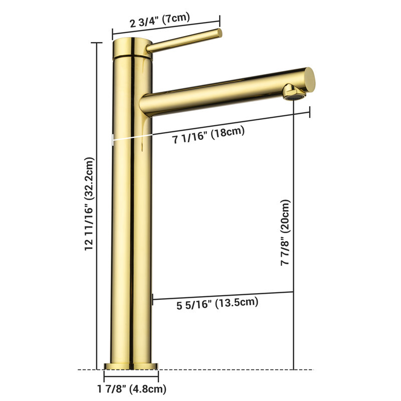Tall Brushed Gold Brass Bathroom Vessel Sink Faucet