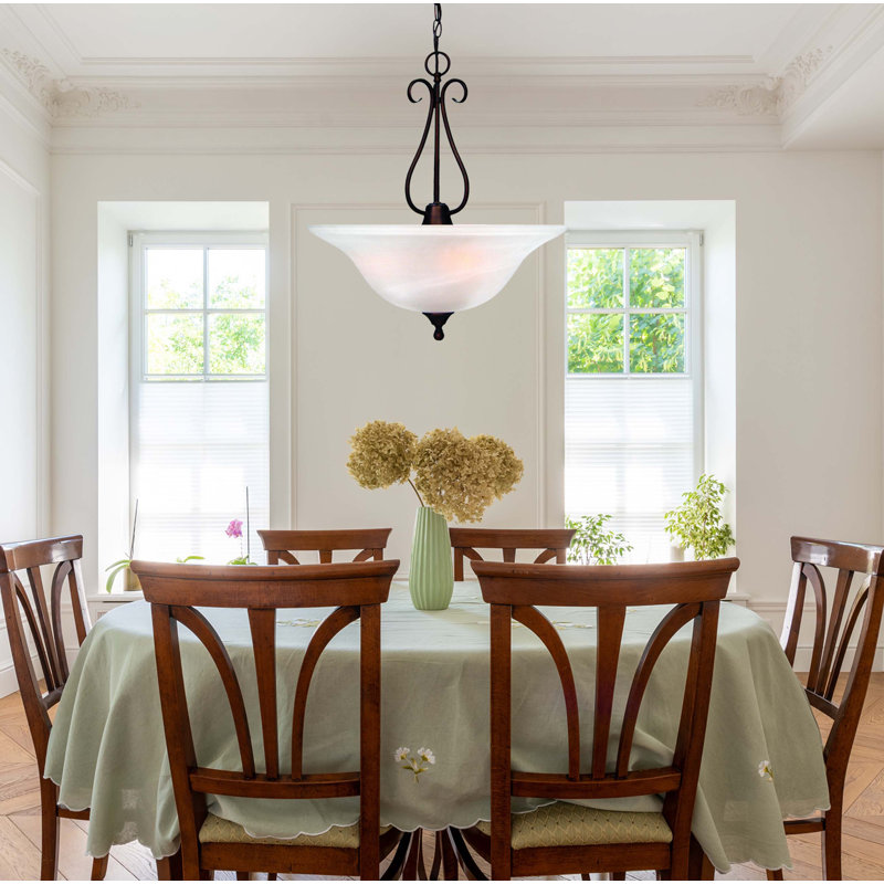 Minster Antique Bronze 3-Light Bowl Pendant with Alabaster Glass Shade